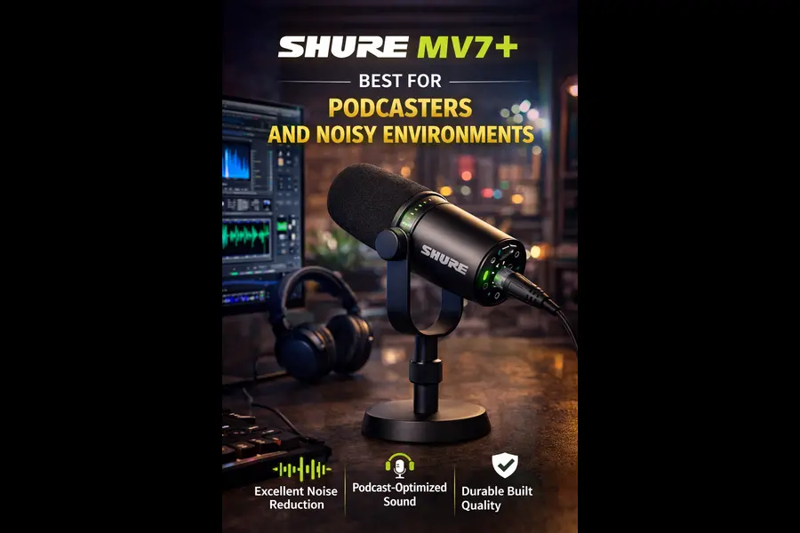 Shure MV7+ – Best for Podcasters and Noisy Environments