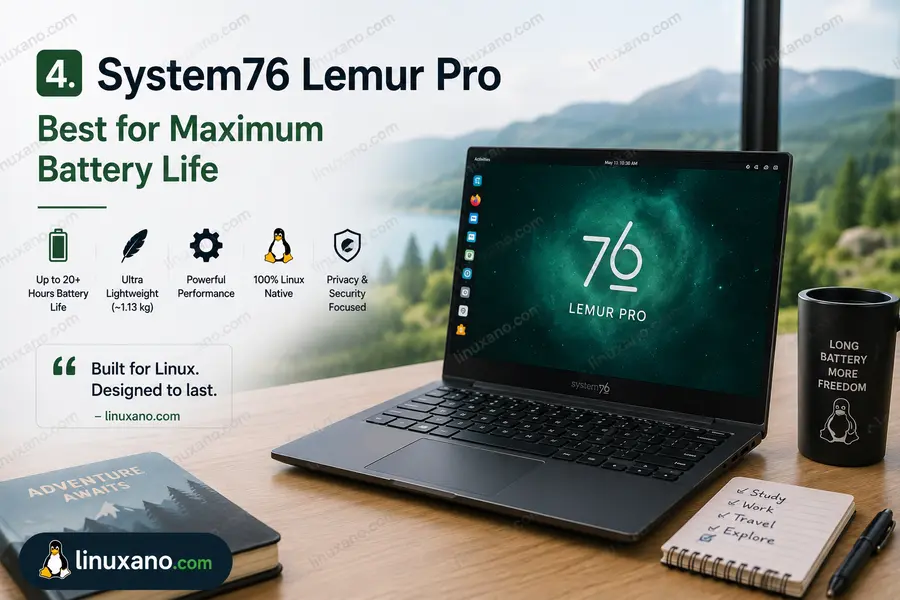 Best Lightweight Linux Laptops for Students and Travelers (2026 Buying Guide) 5 System76 Lemur Pro — Best for Maximum Battery Life