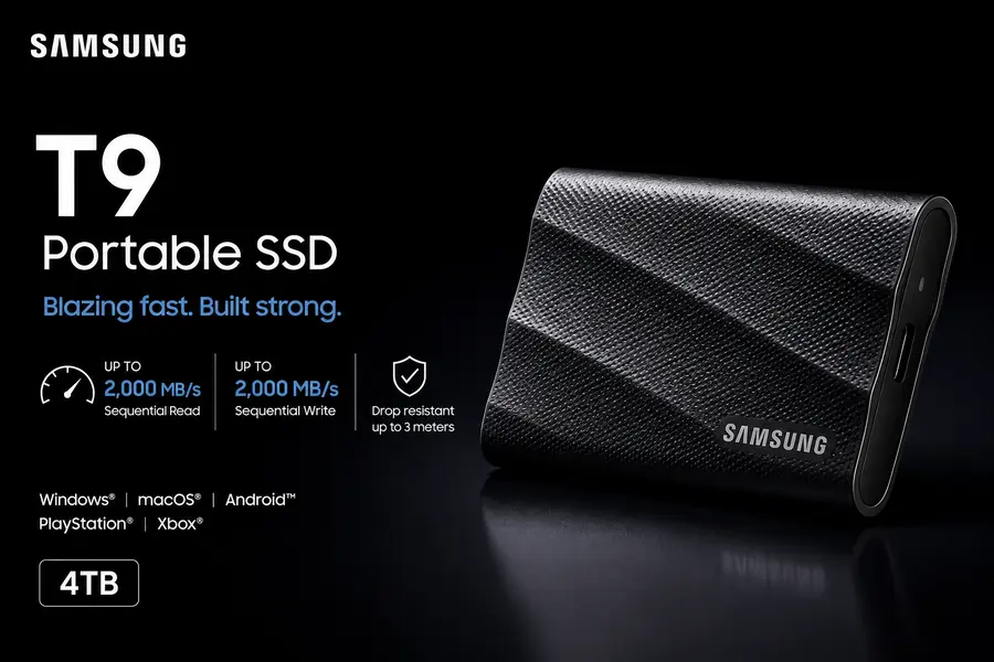 Samsung T9 Portable SSD with fast USB-C external storage performance