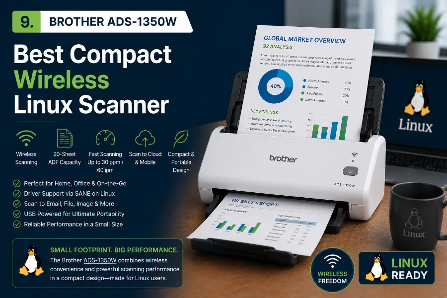 Best Linux-Compatible Scanners in 2026 10 Brother ADS-1350W — Best Compact Wireless Linux Scanner
