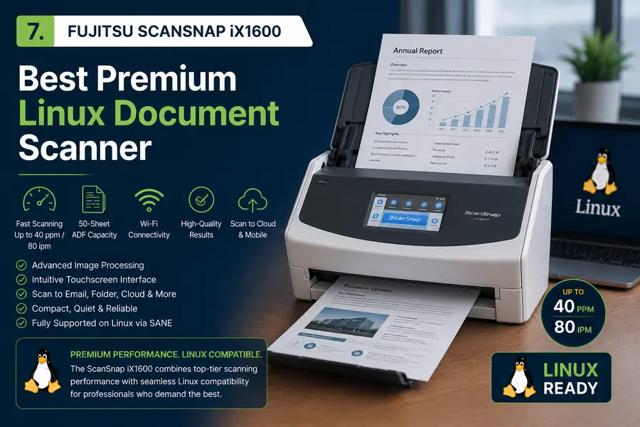Best Linux-Compatible Scanners in 2026 8 Fujitsu ScanSnap iX1600 — Best Premium Linux Document Scanner