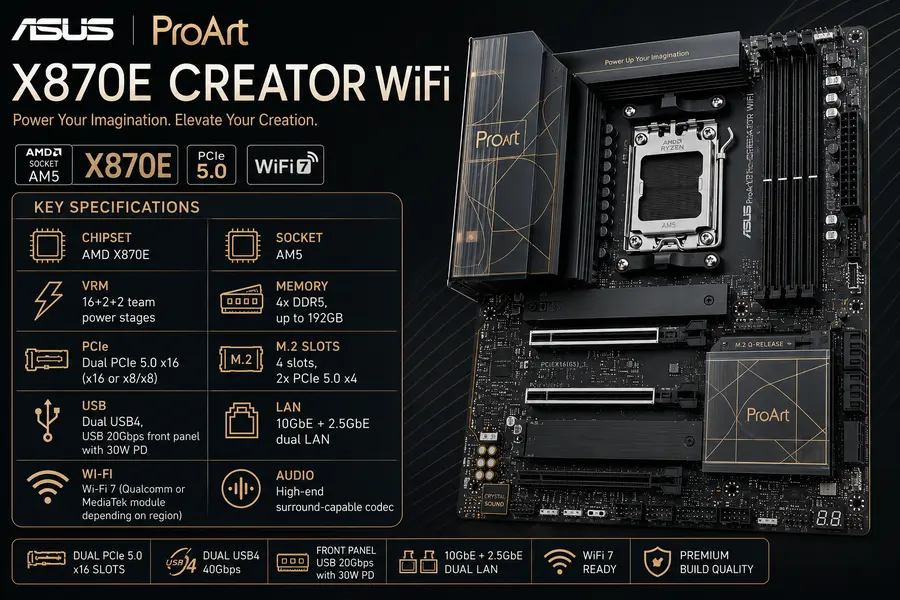 Best Linux-Compatible Motherboards for AMD Ryzen (2026) 10 ASUS ProArt X870E Creator WiFi