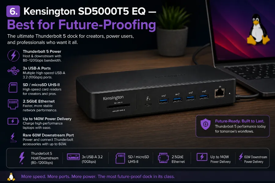 Best Docking Stations for Linux (2026 Guide) 8 Kensington SD5000T5 EQ — Best for Future-Proofing