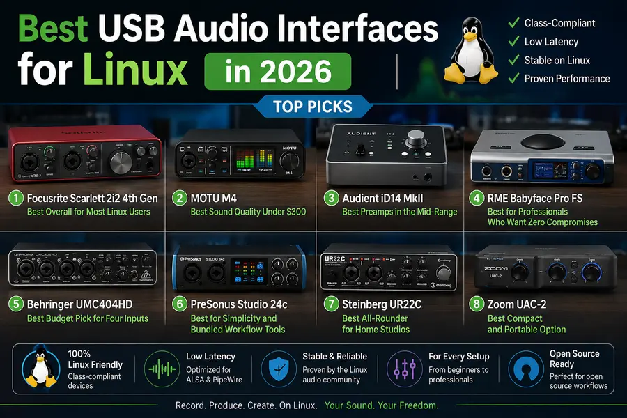 Best USB Audio Interfaces for Linux in 2026 2 Best USB Audio Interfaces for Linux in 2026 — Top Picks