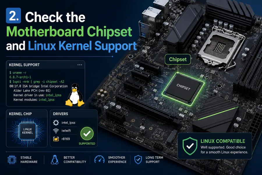 How to Check Motherboard Linux Compatibility Before Buying (2026 Guide) 2 Check the Motherboard Chipset and Linux Kernel Support